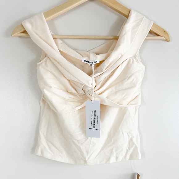 Reformation Ezlynn Knit Top in Cream - Picture 4 of 7